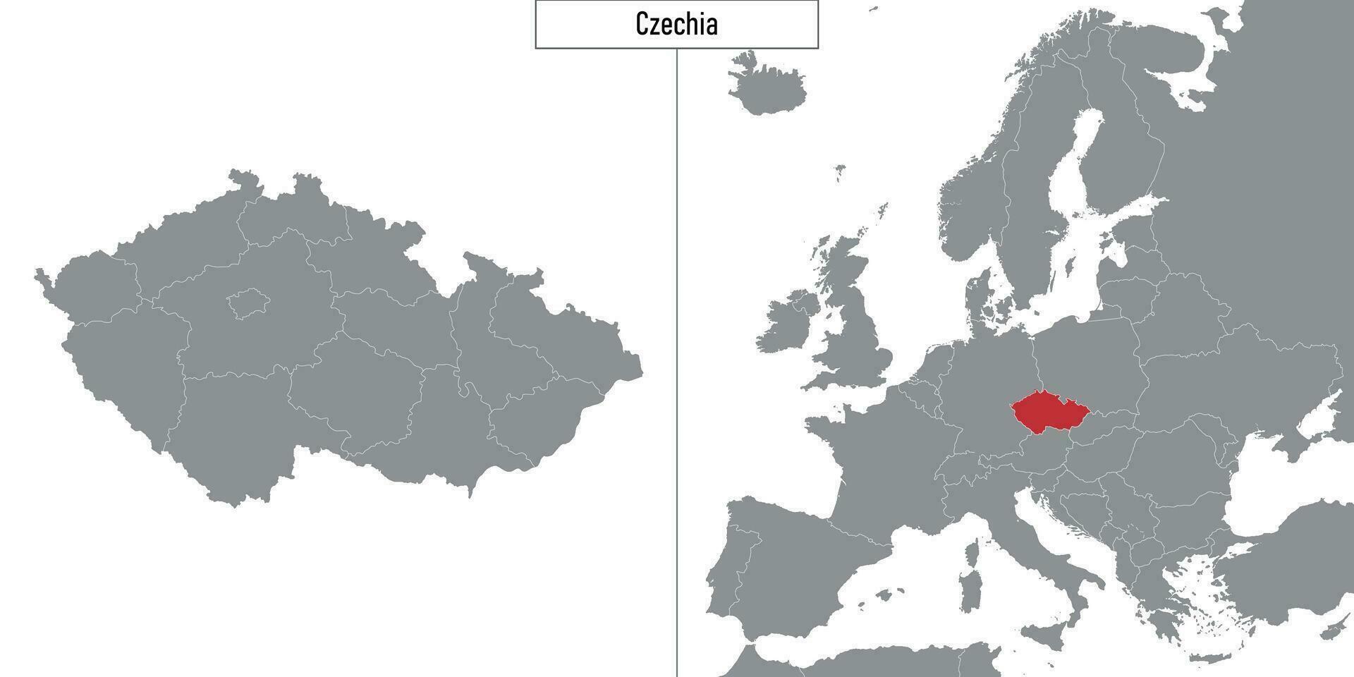 mapa de Chequia y ubicación en Europa mapa vector