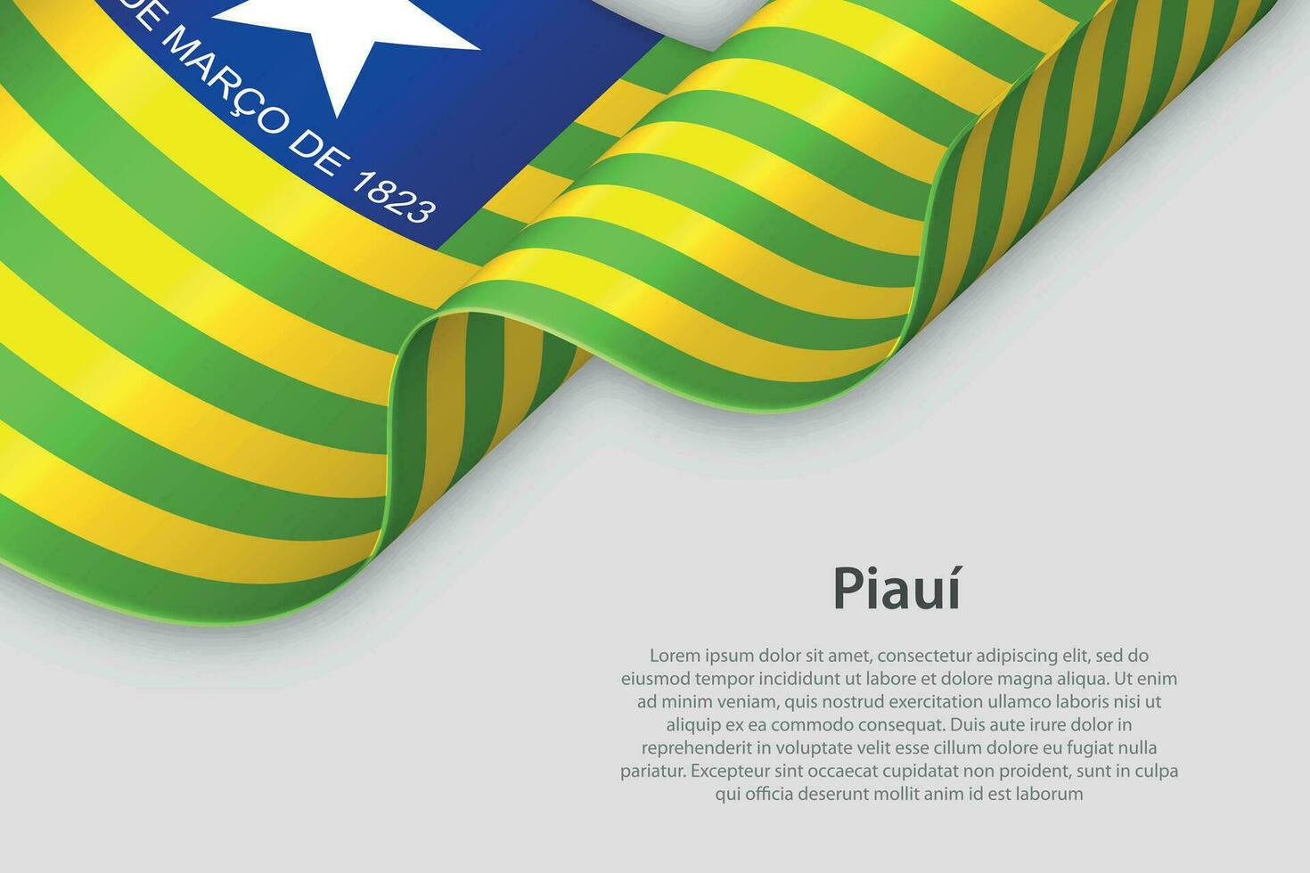 3d cinta con bandera piaui. brasileño estado. aislado en blanco antecedentes vector