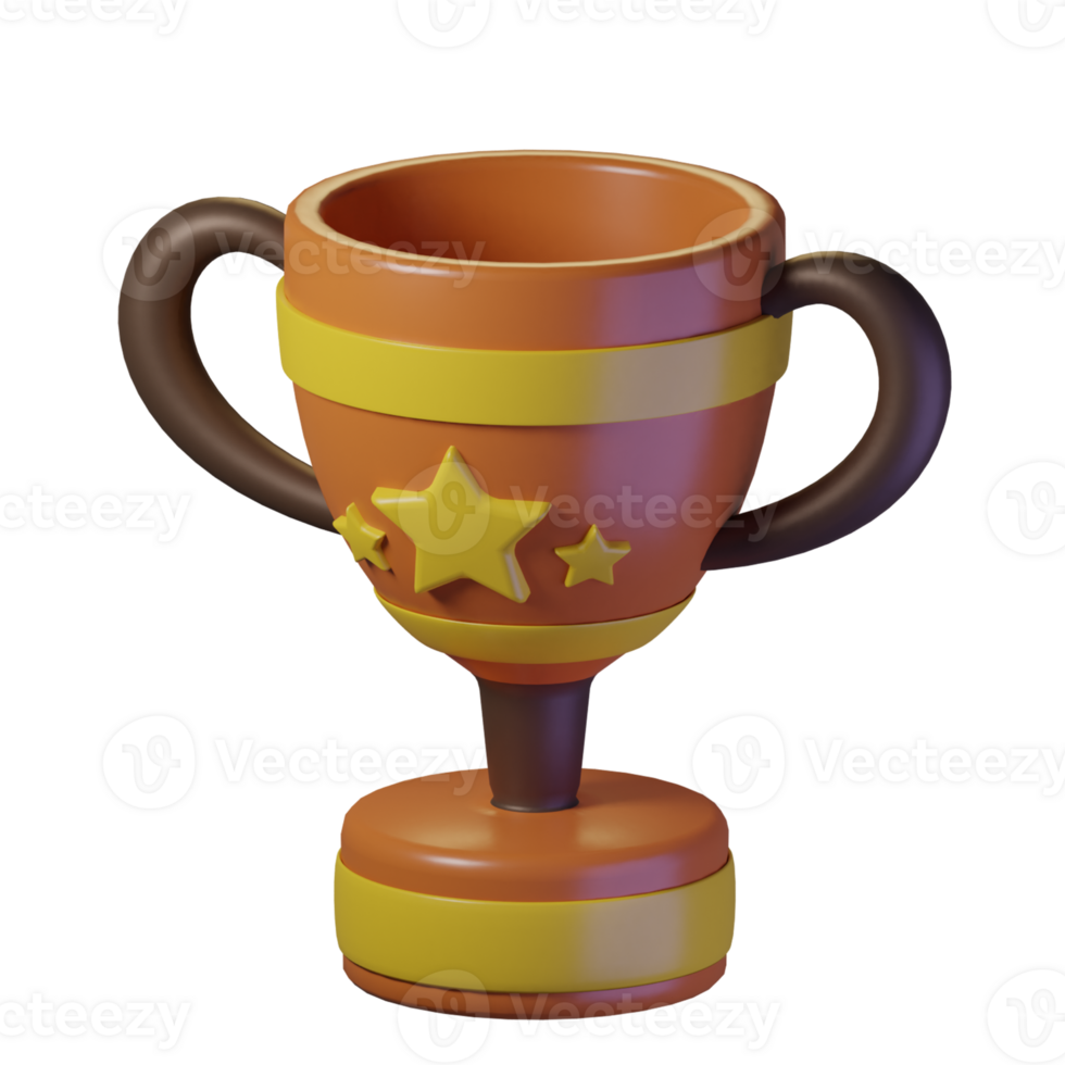 Trophy cup isolated on transparent background. 3d illustration. High resolution png