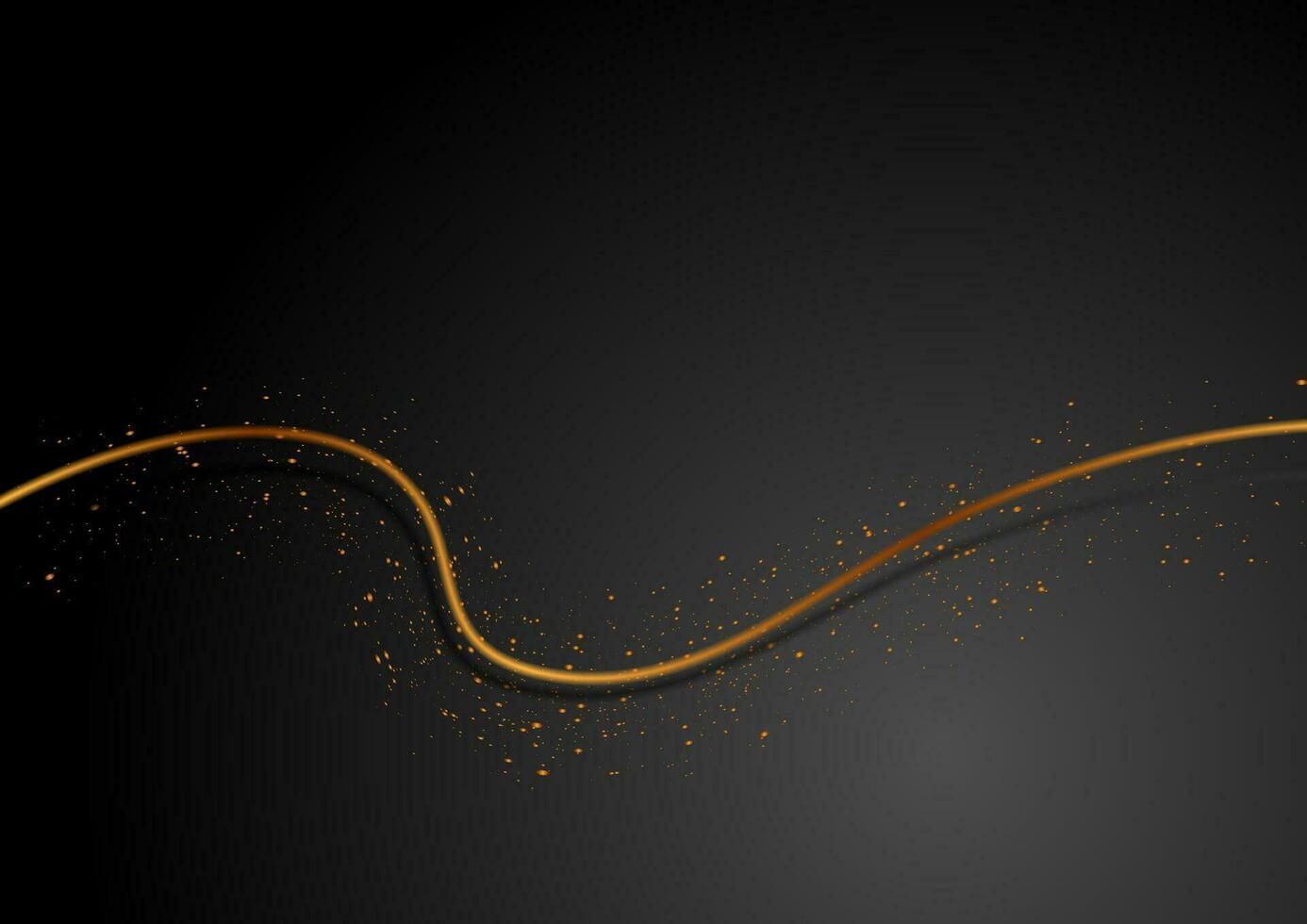 Golden smooth wave and shiny particles abstract background vector