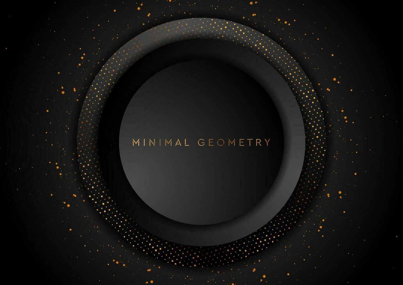 Black circles with golden dots abstract background vector