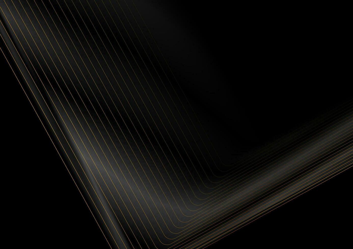 Black abstract background with golden lines vector