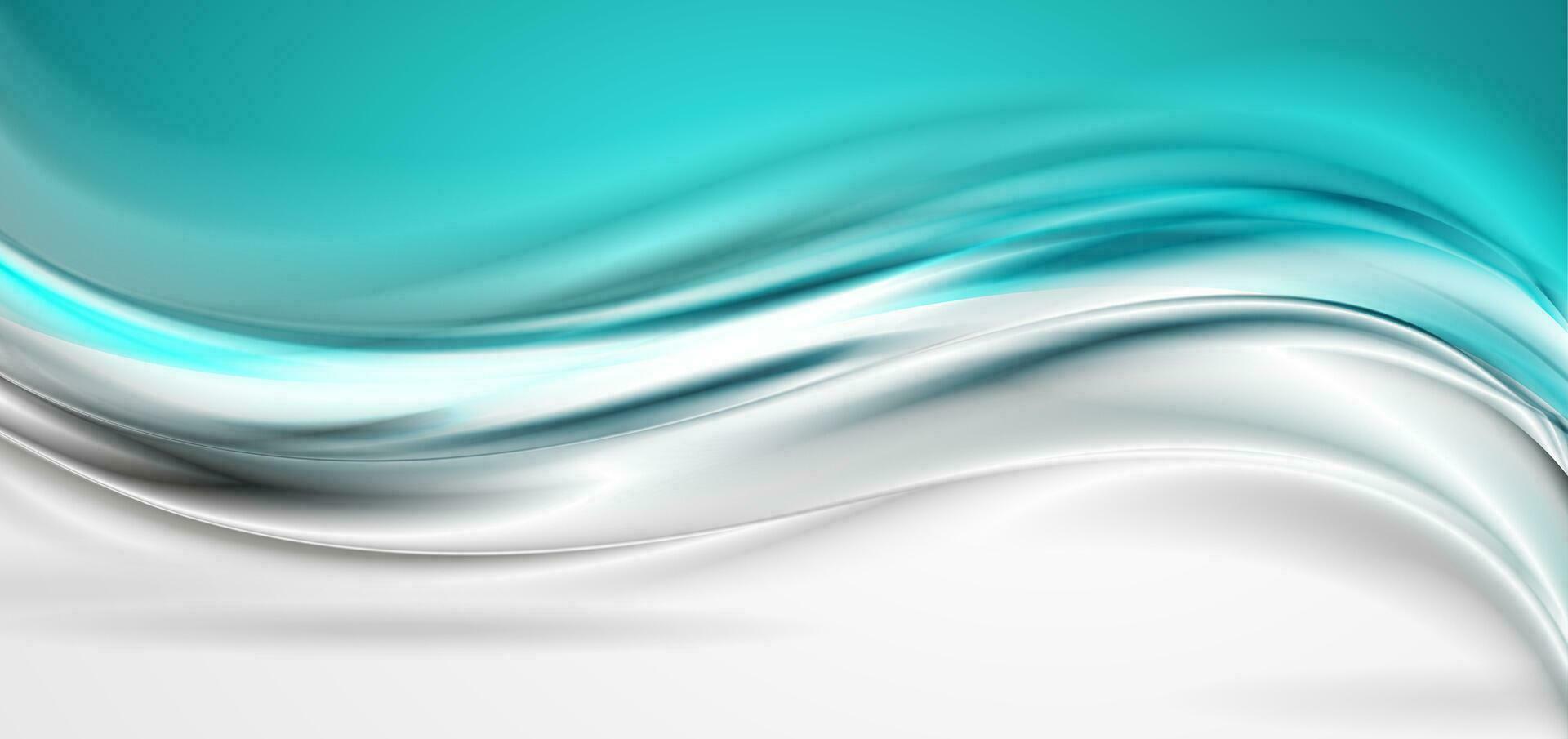 Blue grey glossy smooth waves abstract background vector