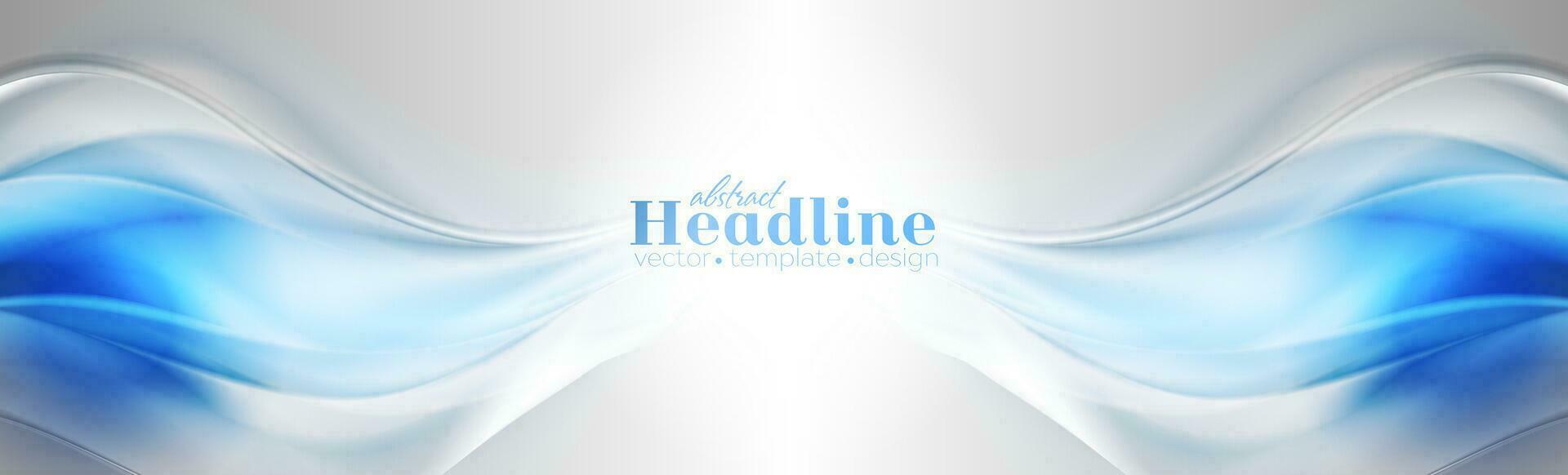 Blue grey glossy smooth waves abstract background vector