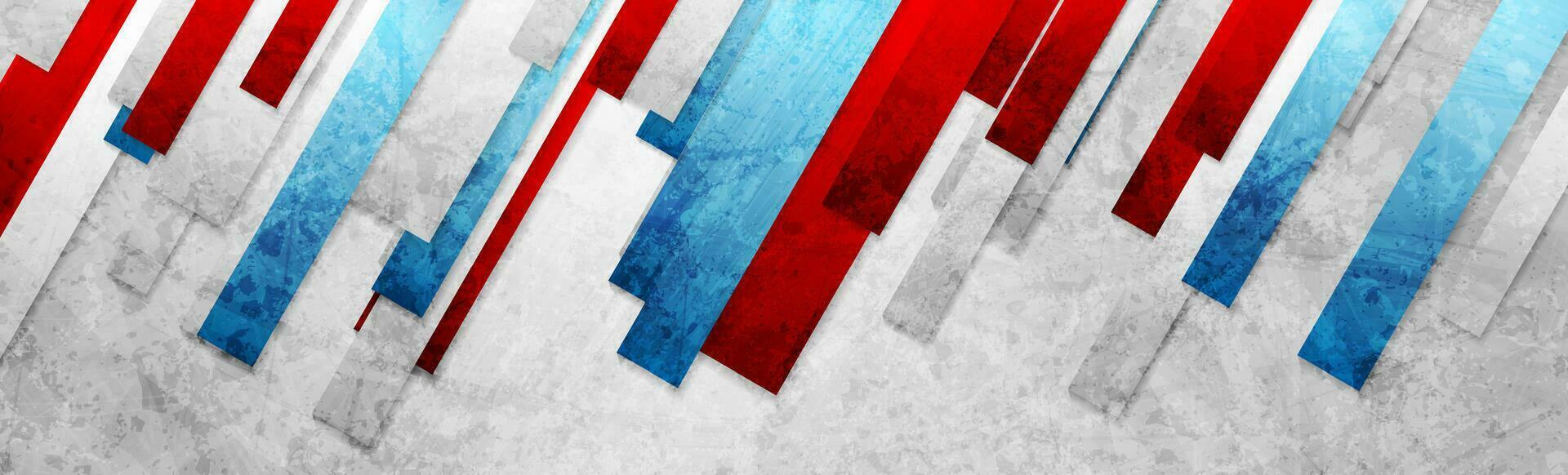 Blue red stripes grunge tech geometric abstract background vector