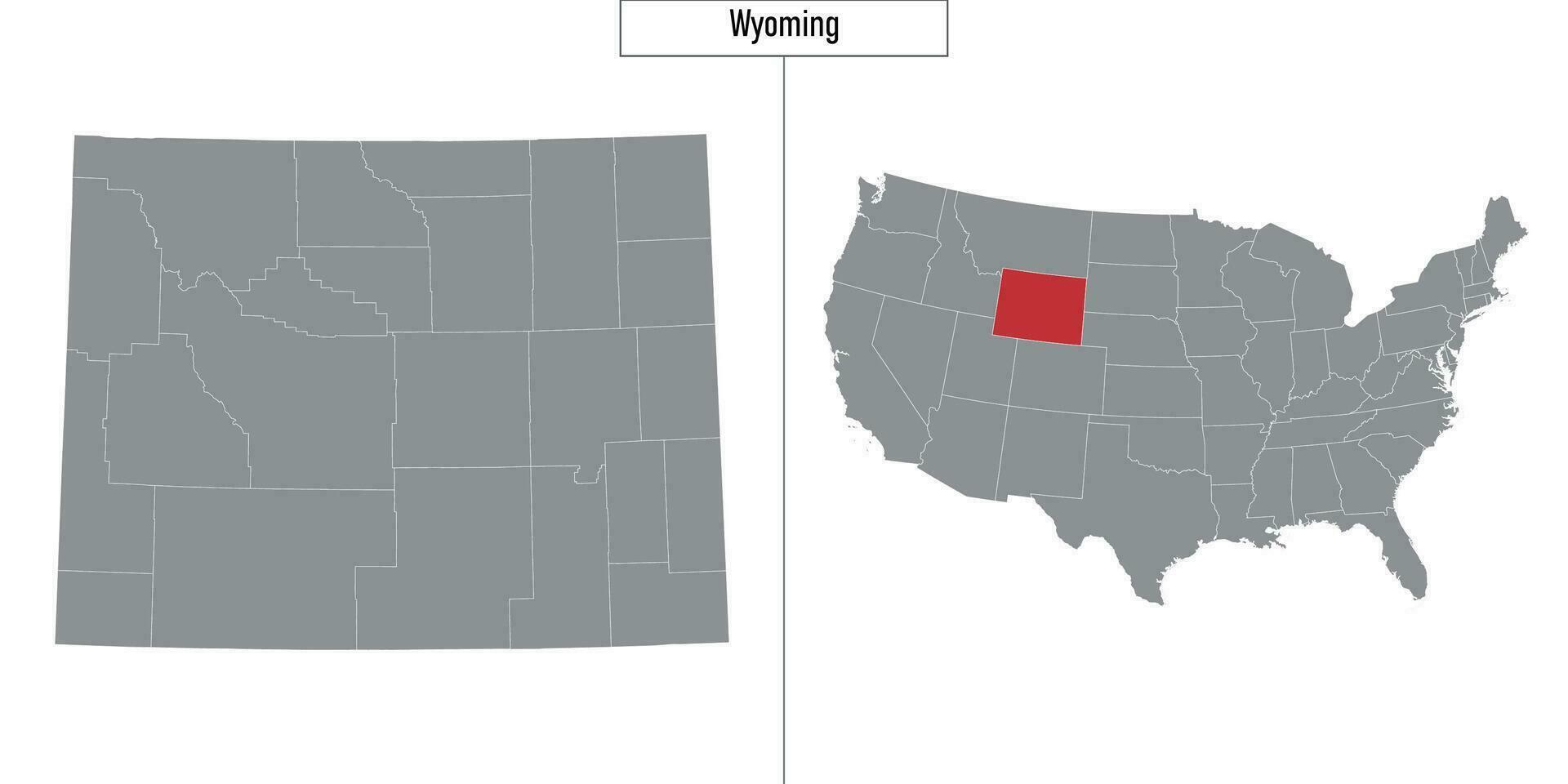 map of Wyoming state of United States and location on USA map vector