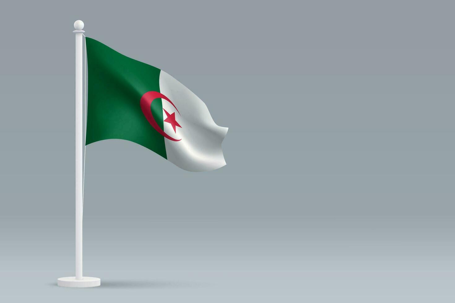 3d realistic national Algeria flag isolated on gray background vector