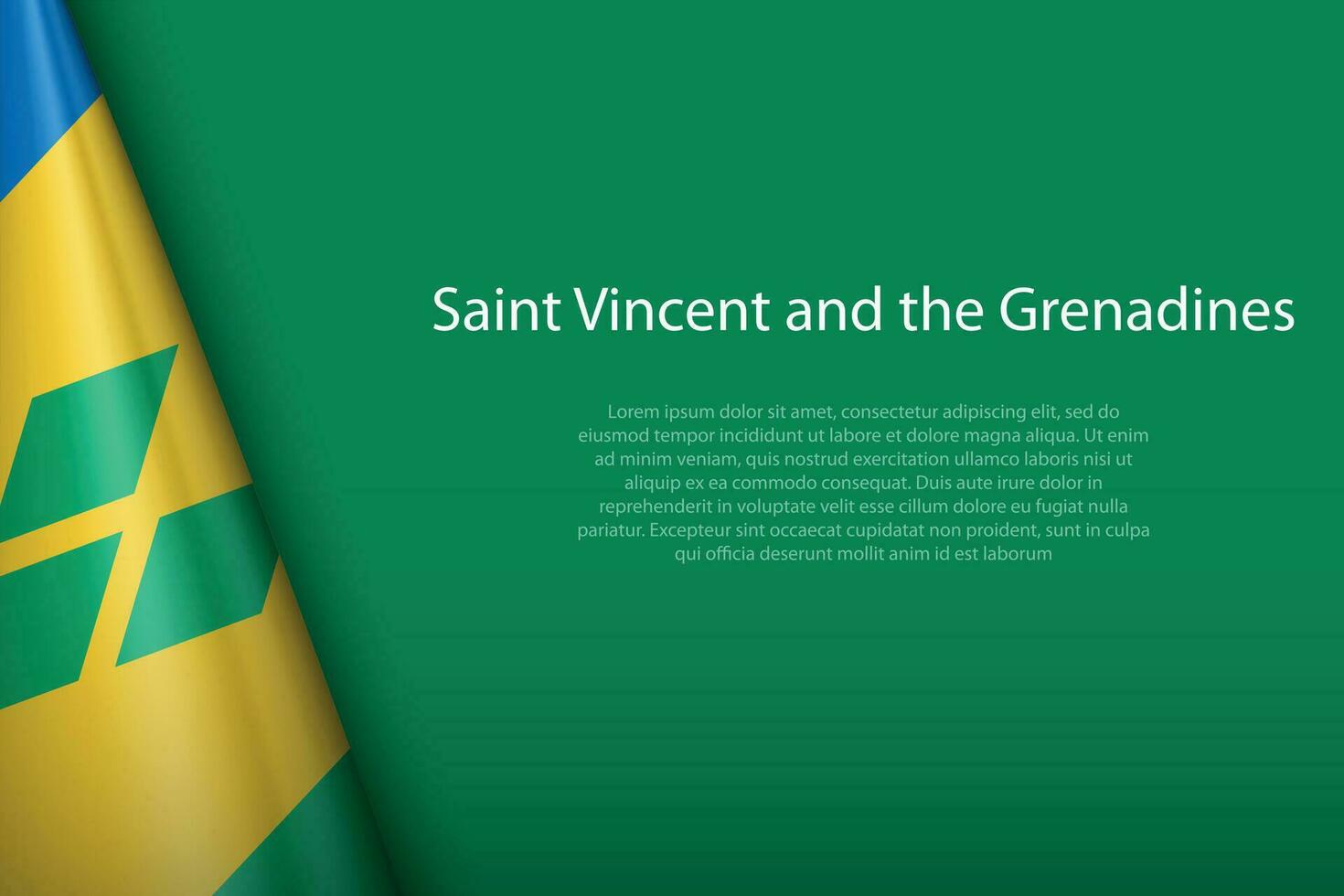 national flag Saint Vincent and the Grenadines isolated on background with copyspace vector