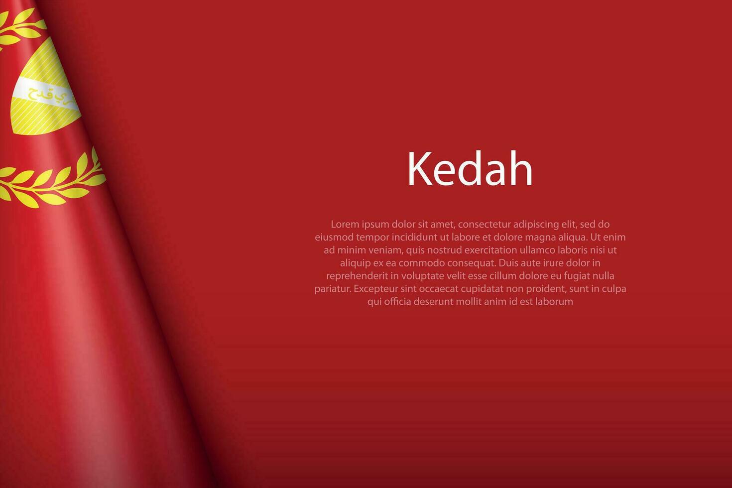 flag Kedah, state of Malaysia, isolated on background with copyspace vector