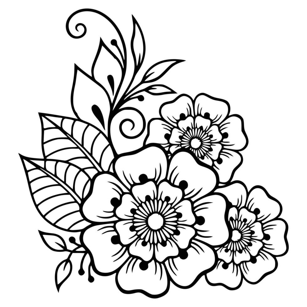 easy flower coloring pages for adult begineer - flower pattern coloring pages - easy adult coloring pages vector