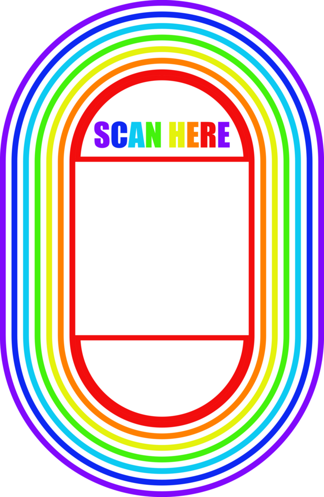 Frame border square qr code scan for retail shop rainbow pride and white png