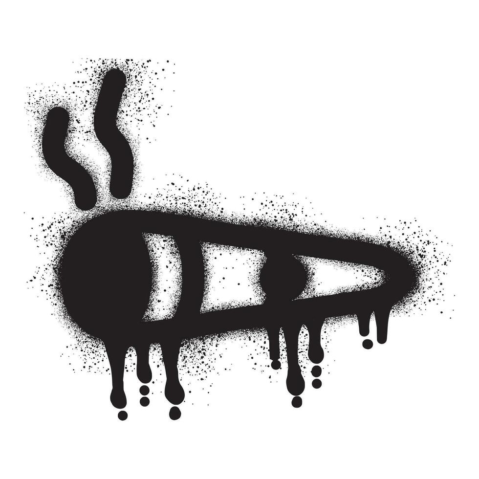 Cigar icon graffiti with black spray paint vector