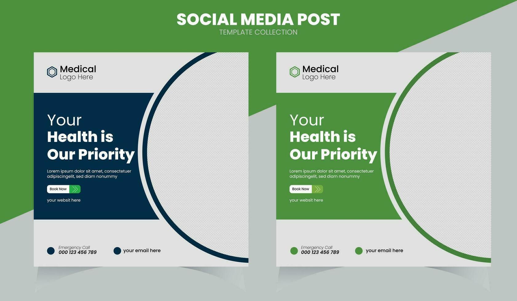publicación médica en redes sociales vector