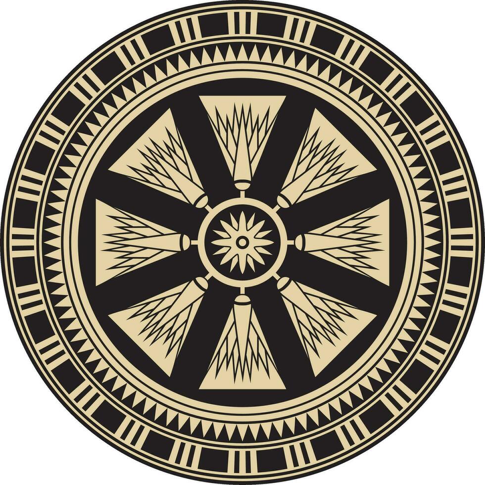 Vector round gold and black Egyptian ornament. Endless circle border, ancient Egypt frame