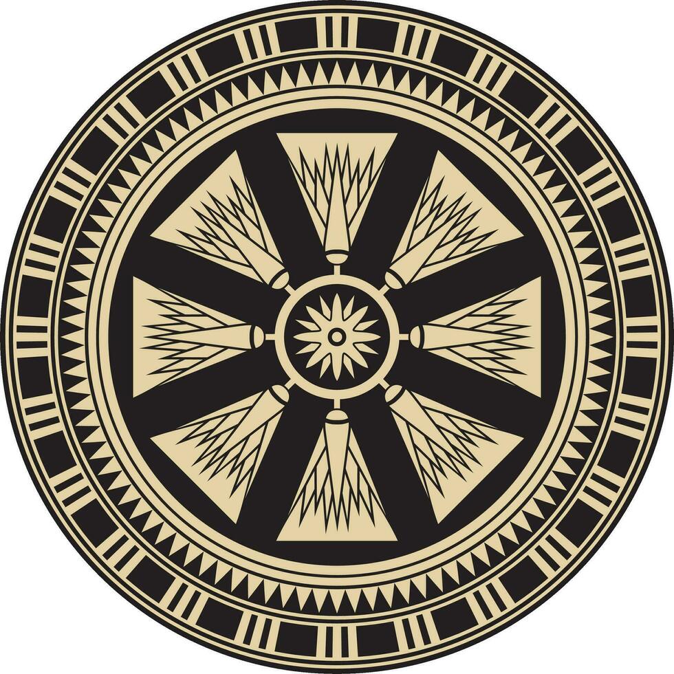 Vector round gold and black Egyptian ornament. Endless circle border, ancient Egypt frame