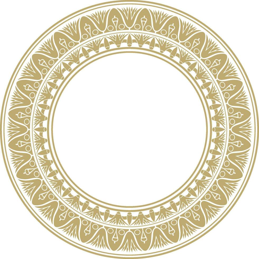 Vector ancient golden Egyptian round ornament. Endless national ethnic border, frame, ring