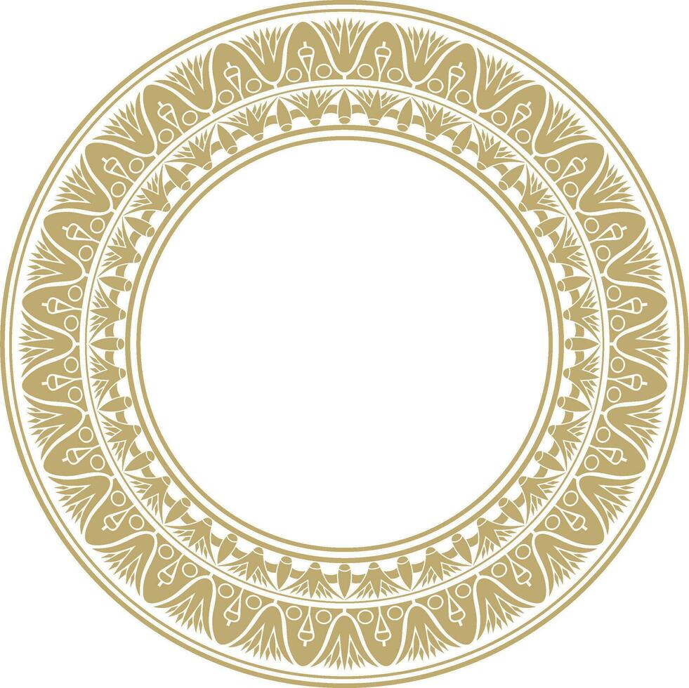 Vector ancient golden Egyptian round ornament. Endless national ethnic border, frame, ring