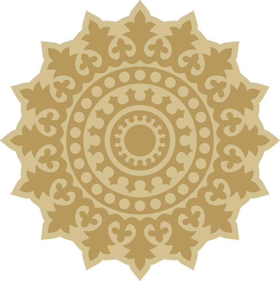 Vector golden round ancient Byzantine ornament. Classical circle of the Eastern Roman Empire, Greece. Pattern motifs of Constantinople