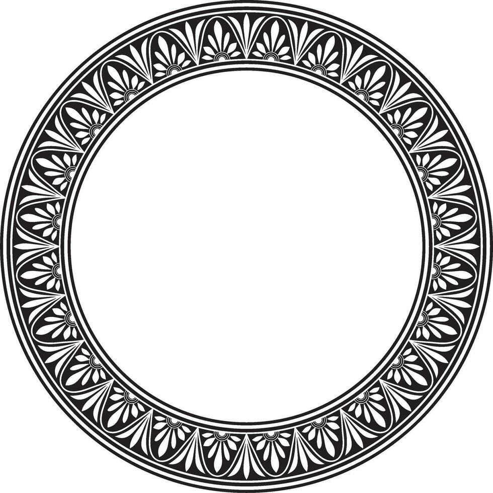 vector negro monocromo redondo clásico griego meandro ornamento. patrón, circulo de antiguo Grecia. borde, marco, anillo de el romano imperio