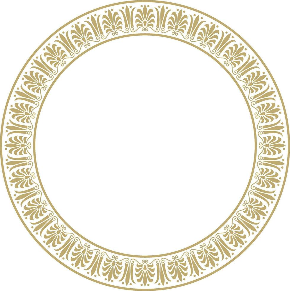 Vector gold round classical Greek ornament. European ornament. Border, frame, circle, ring Ancient Greece, Roman Empire