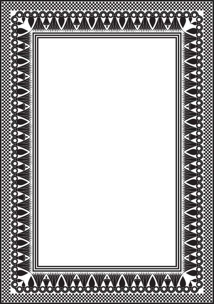 Vector monochrome black square Egyptian ornament. Endless Rectangle, Ring of Ancient Egypt. Geometric African frame