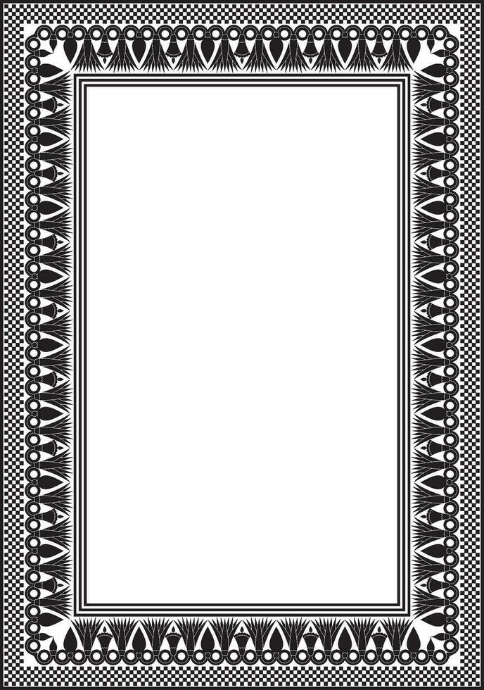 Vector monochrome black square Egyptian ornament. Endless Rectangle, Ring of Ancient Egypt. Geometric African frame