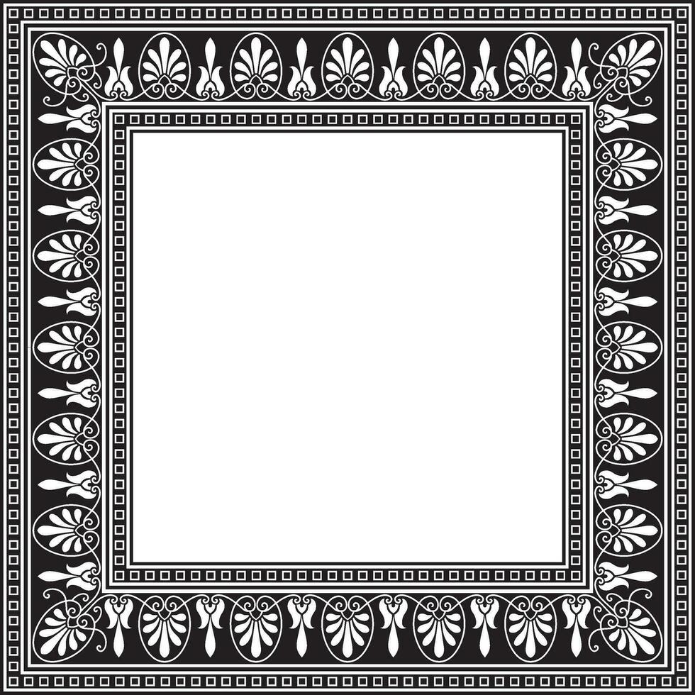 vector monocromo negro cuadrado clásico griego ornamento. europeo ornamento. borde, marco antiguo Grecia, romano imperio