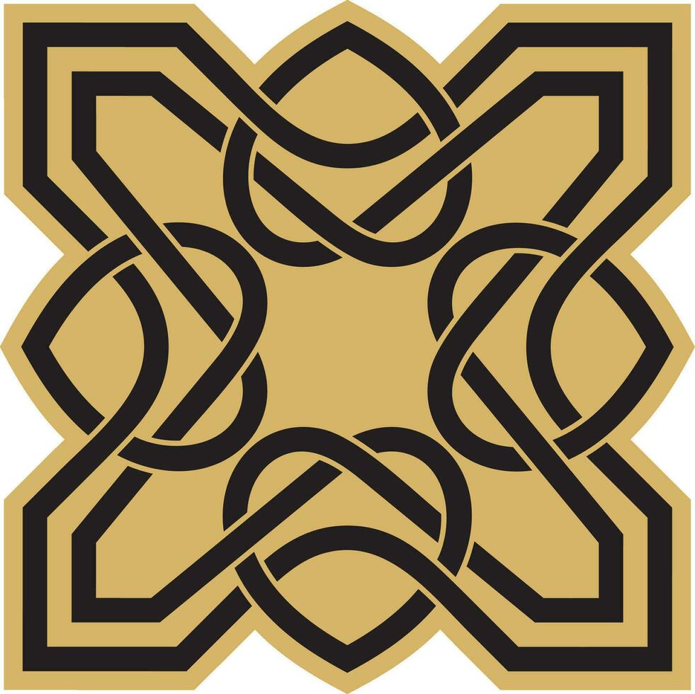 Vector gold and black Celtic knot. Ornament of ancient European peoples. The sign and symbol of the Irish, Scots, Britons, Franks.