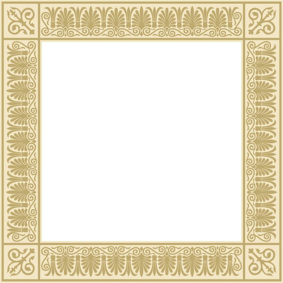 Vector golden square classic greek ornament. European ornament. Border, frame Ancient Greece, Roman Empire