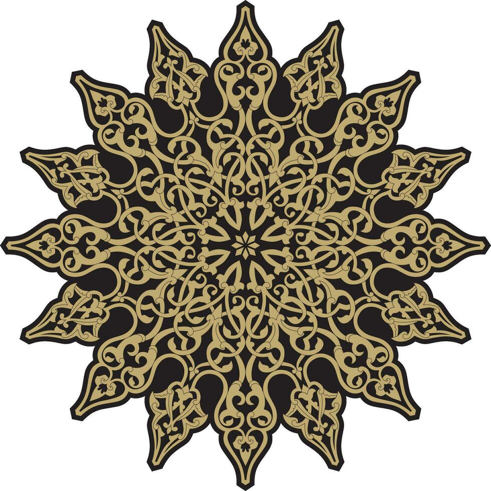Vector golden and black round turkish ornament. Endless ottoman national circle