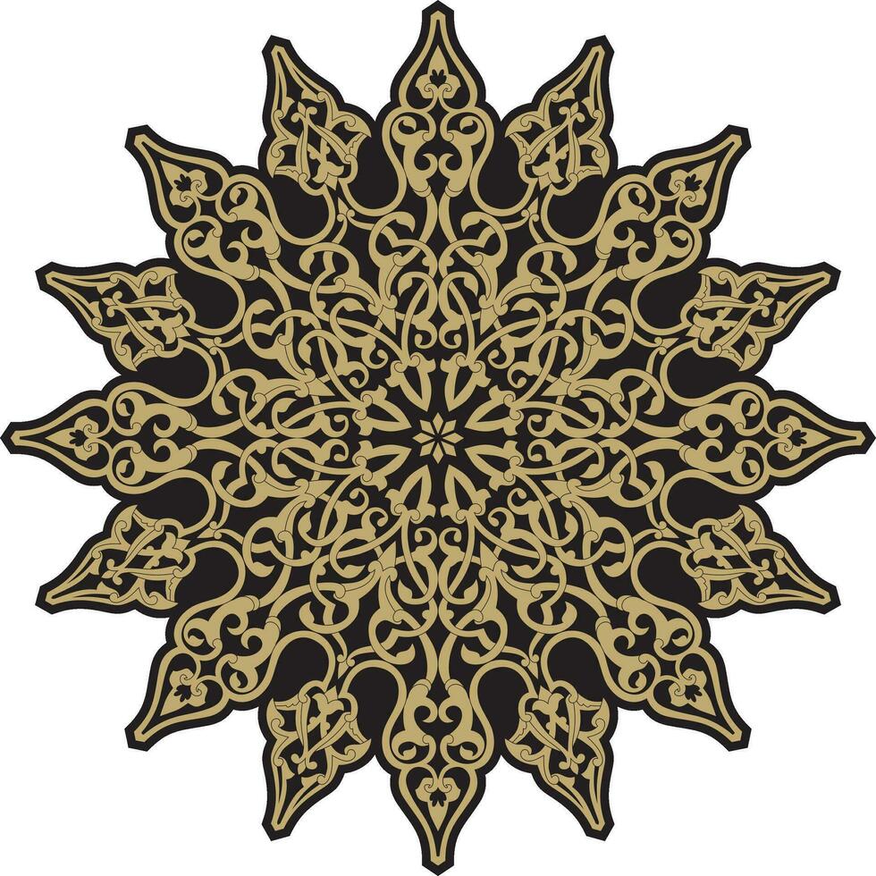 Vector golden and black round turkish ornament. Endless ottoman national circle