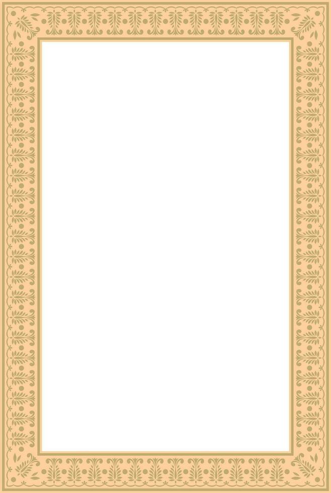 Vector square golden Indian national ornament. Ethnic plant border. Flowers frame. Poppies and leaves
