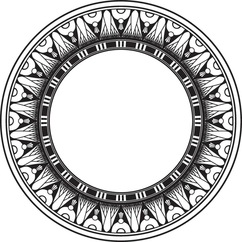 Vector monochrome black round Egyptian ornament. Endless Circle, Ring of Ancient Egypt. Geometric African frame