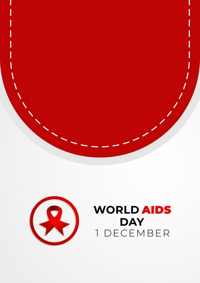 World Aids Day design. Illustration of awareness red ribbon and text for presentation design, background, banner, poster, social media. vector