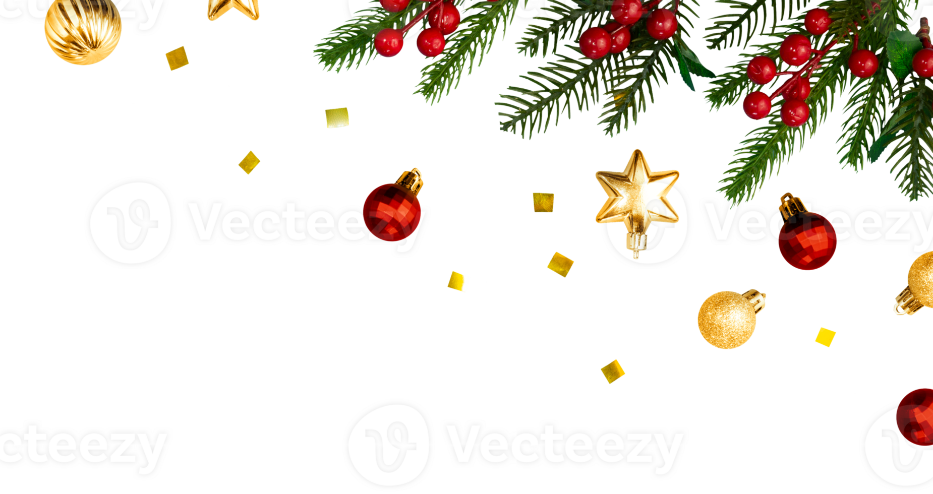 Christmas tree with balls banner decoration png