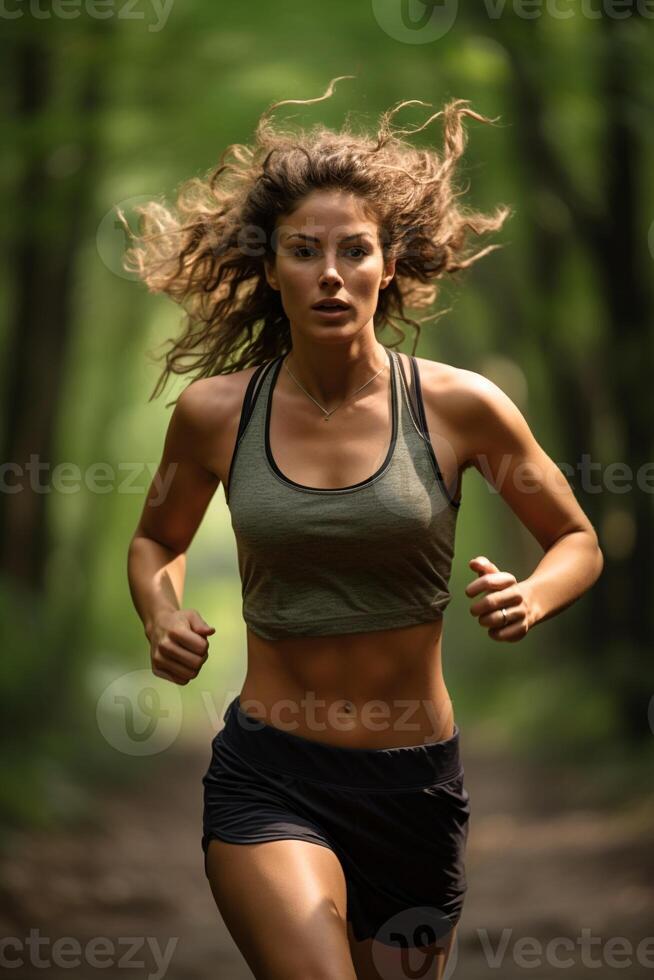 Forest Sprint - Capturing the Runner's Willpower Amidst Nature photo