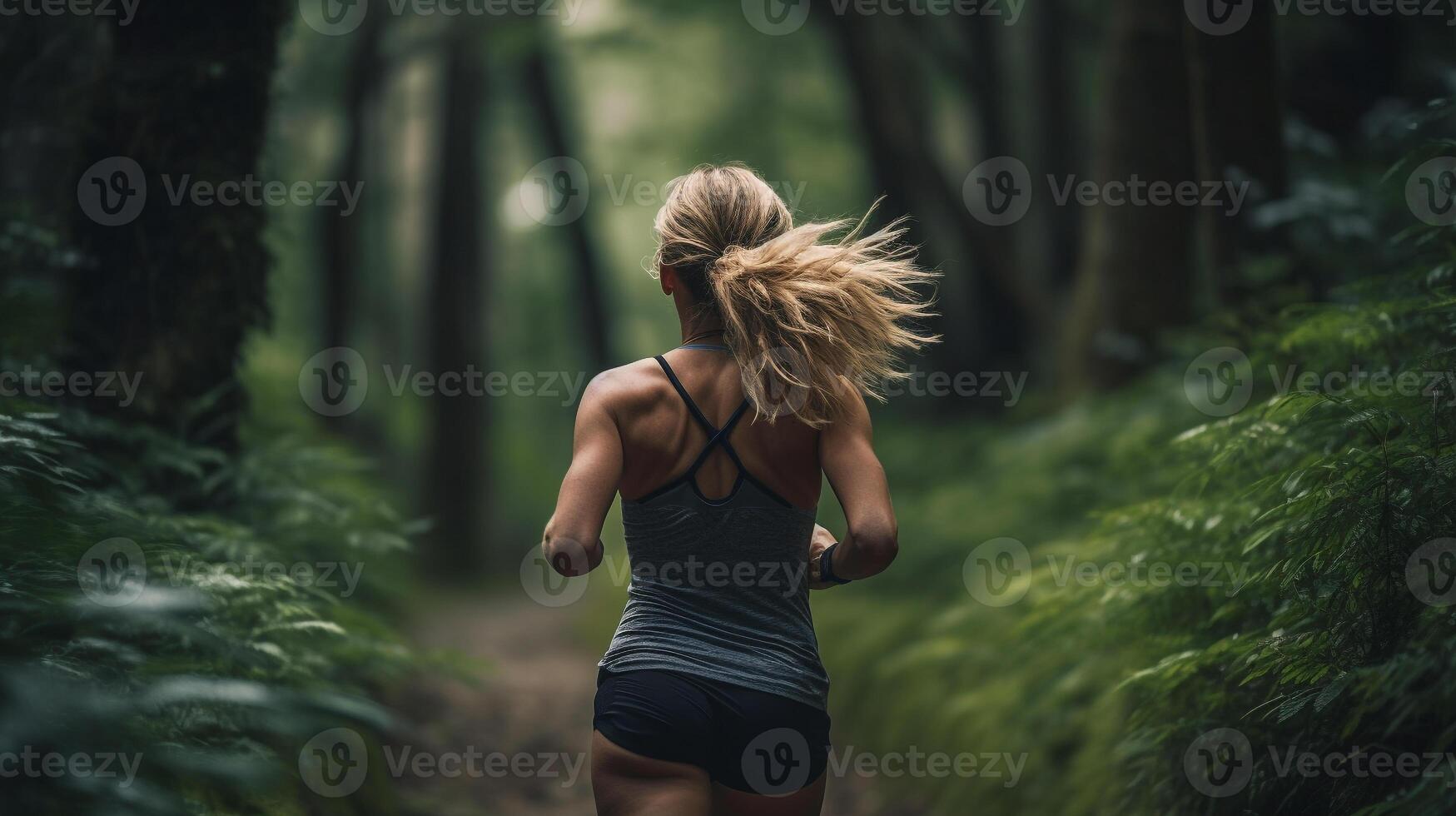 Forest Sprint - Capturing the Runner's Willpower Amidst Nature photo
