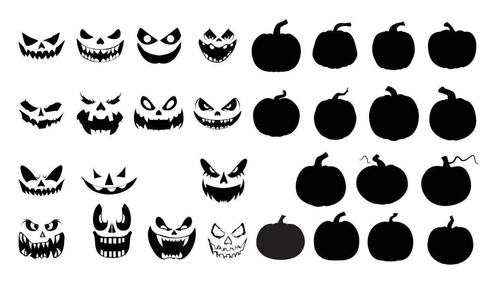 et of different pumpkin face emotion silhouette . vector