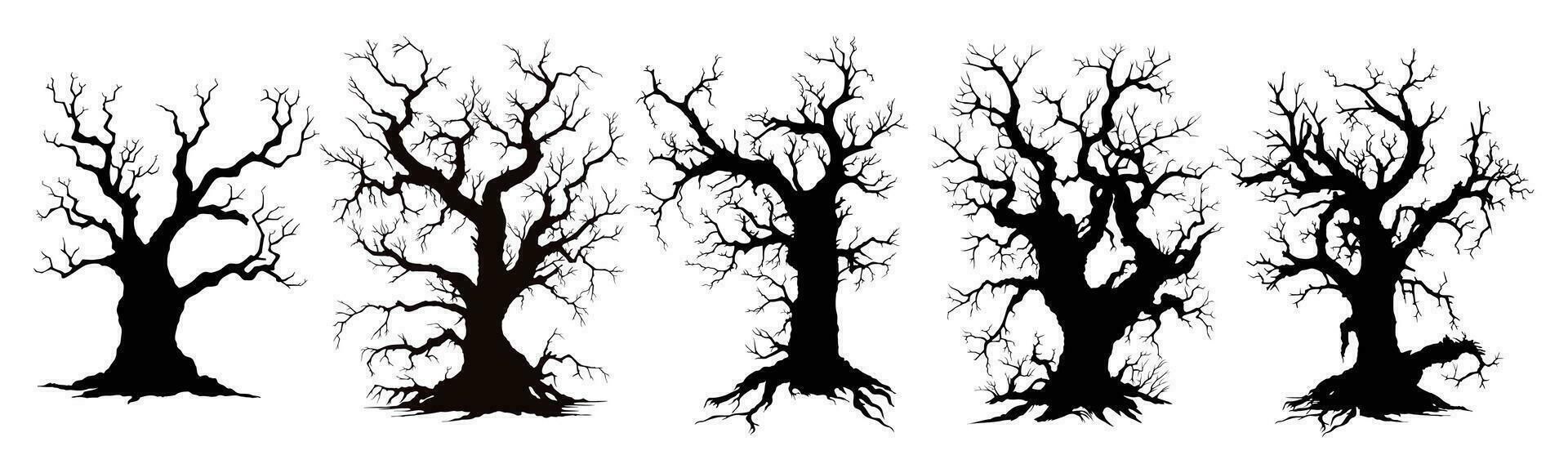 dead tree silhouette on white vector