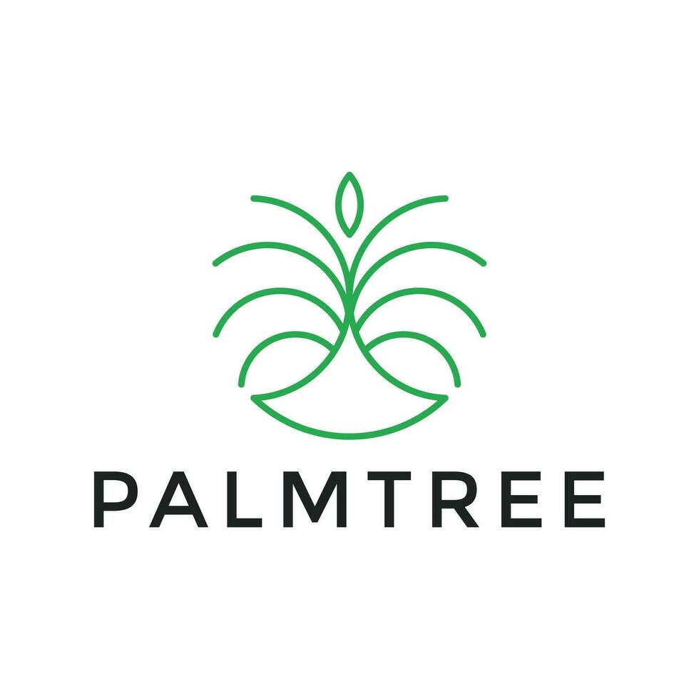 palm tree simple line logo design vector