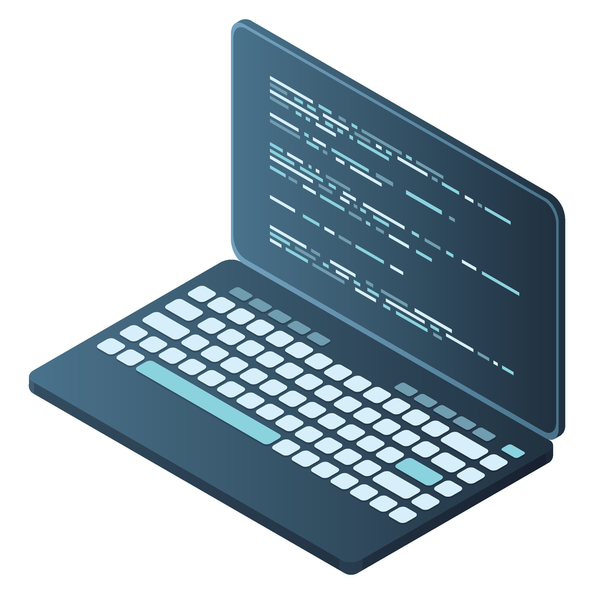 Isometric Laptop. 3d isometric laptop computer. Abstract programming ...