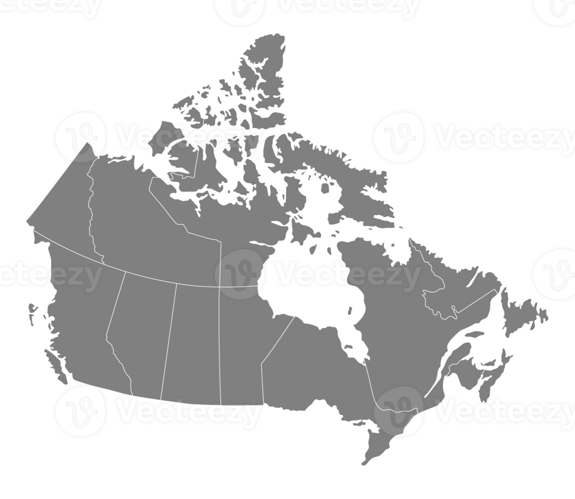 kaart van Canada in politiek Regio's. Canadees kaart. png