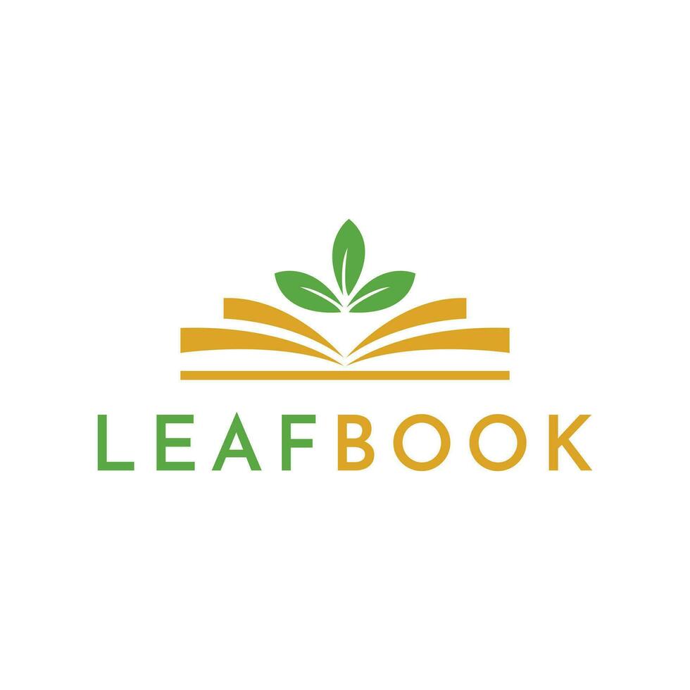 Modern natural leaf icon with book design logo concept icon template vector
