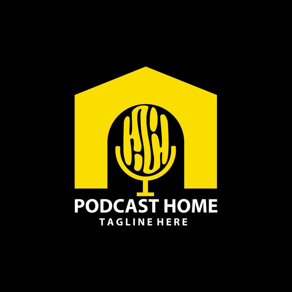 podcast home entertaiment  logo design vector