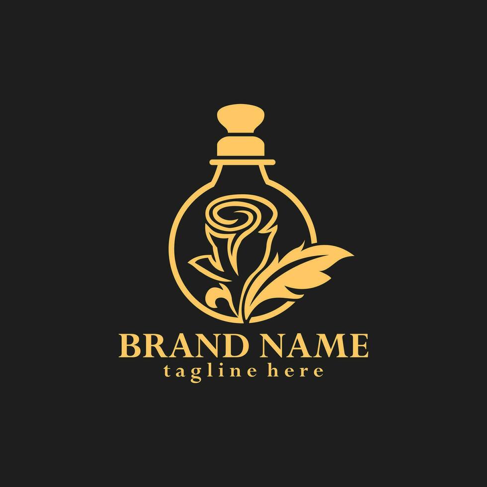 floral perfume bottle logo luxury design vector