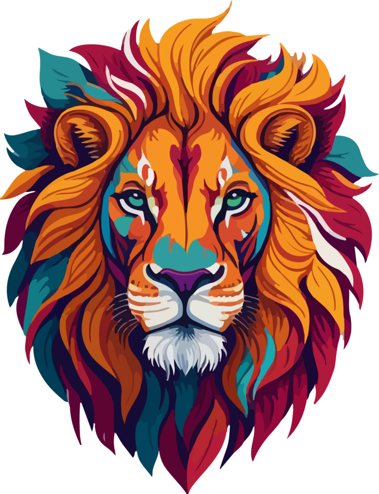 coloré Lion logo png transparent ai génératif