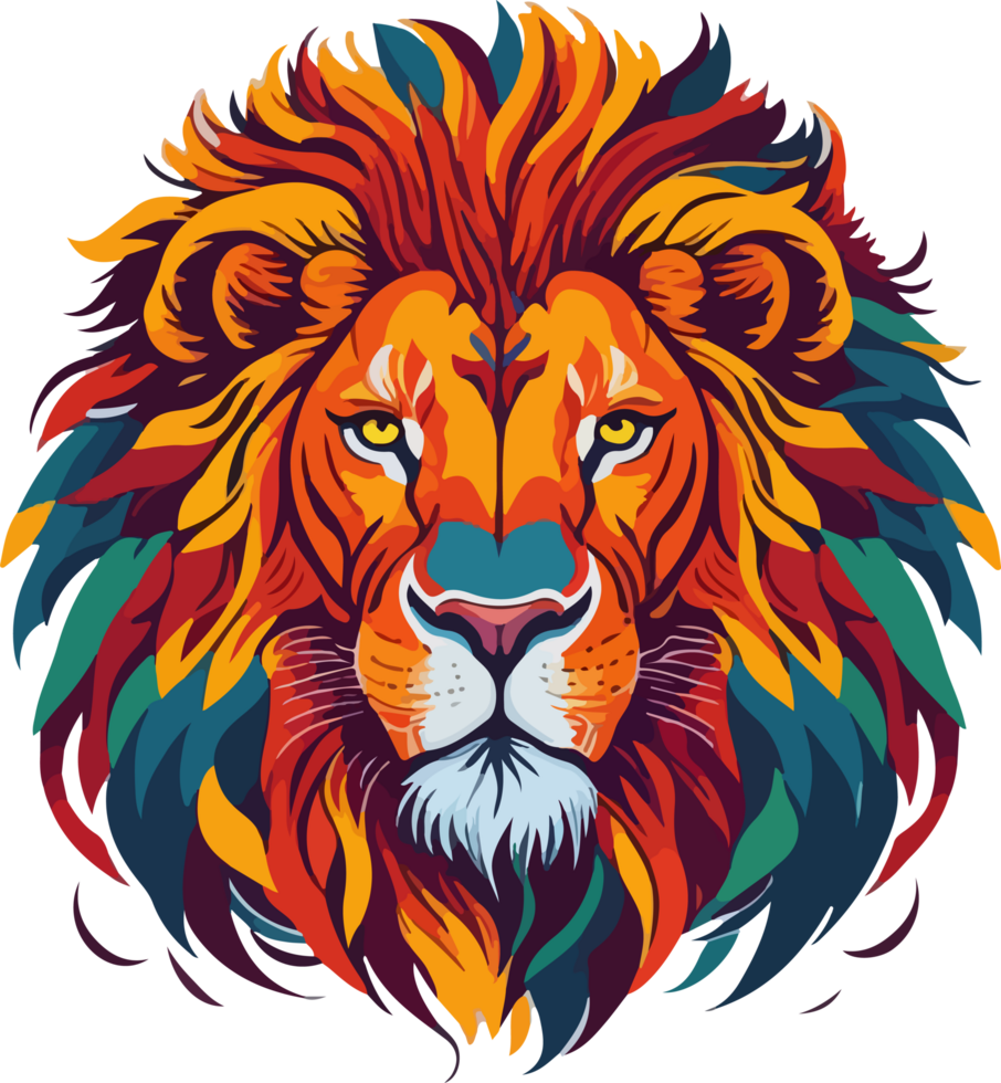 Colorful Lion Logo Clip Art AI Generative png
