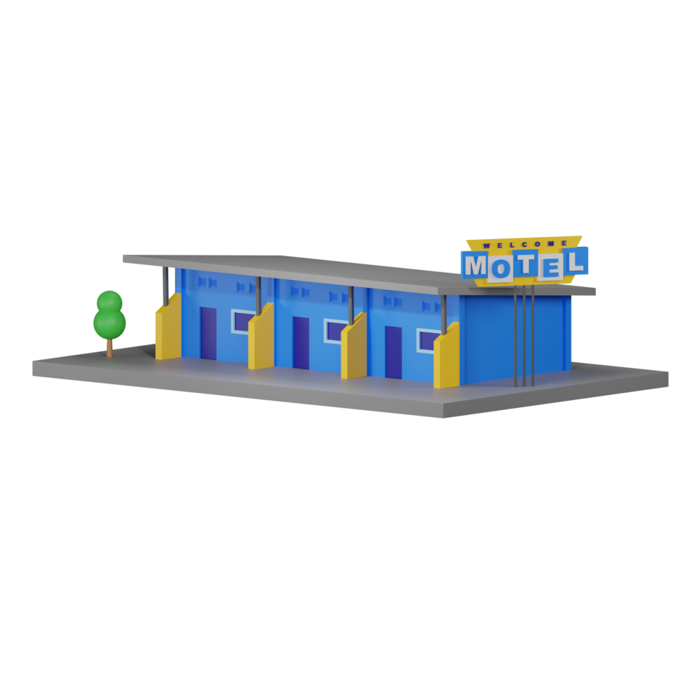 3D render of a blue motel png