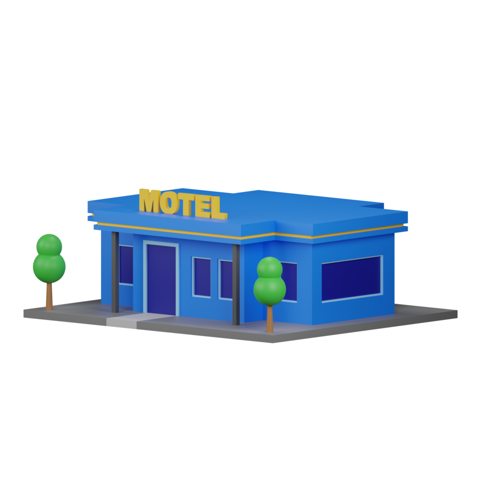 3D render of a blue motel png