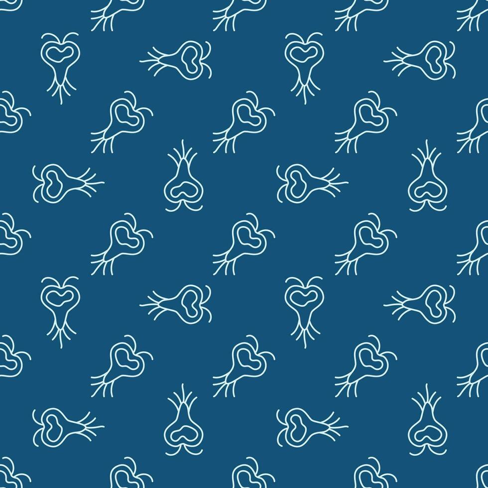 Microbe Virus vector Microbiology Science concept blue line seamless pattern